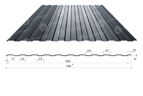 Профнастил стіновий на паркан ПС 8 / 0,45 мм / RAL 7024