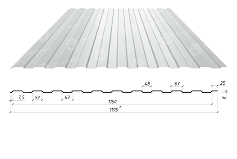 Профнастил стіновий на паркан ПС 8 / 0,45 мм / RAL 9003