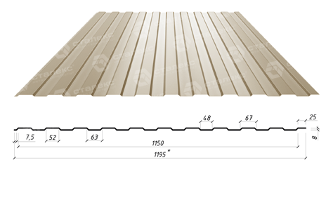 Профнастил стіновий на паркан ПС 8 / 0,45 мм / RAL 1015