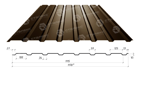 Профнастил ПС 15 А / 0,5 мм / RAL 8017 Коричневий / Matt / Arcelor Mittal