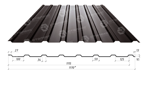 Профнастил ПС 15 А / 0,5 мм / RAL 8017 Коричневий / Matt / Arcelor Mittal - Зображення 3