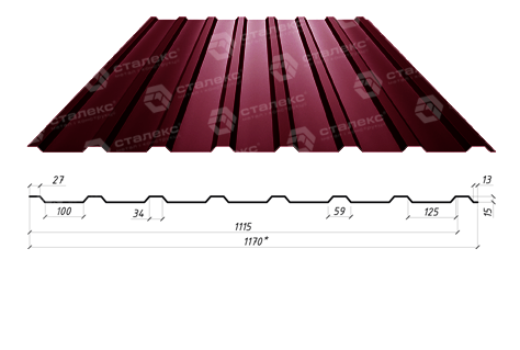 Профнастил ПС 15 А / 0,5 мм / RAL 8017 Коричневий / Matt / Arcelor Mittal - Зображення 6