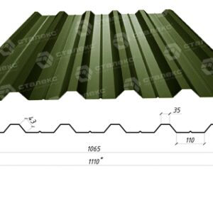 Профнастил НС-35 0,5 мм RAL 6020 ARVEDI Італія
