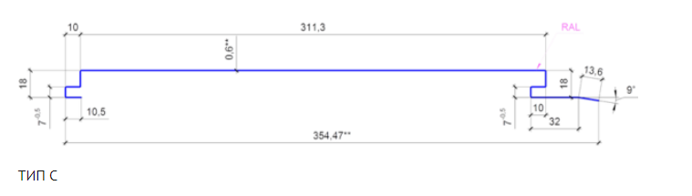 Металосайдинг Стальпанель ТИП — З RAL 8017 0,5 МАТ - Зображення 2