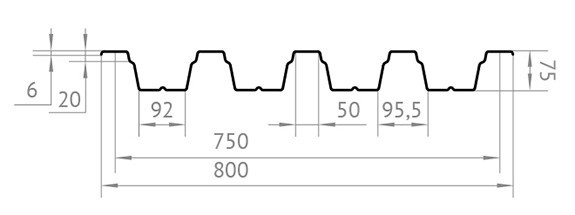 Профнастил Несучий Оцинкований Н-75 0,7 мм (800/750) - Зображення 2