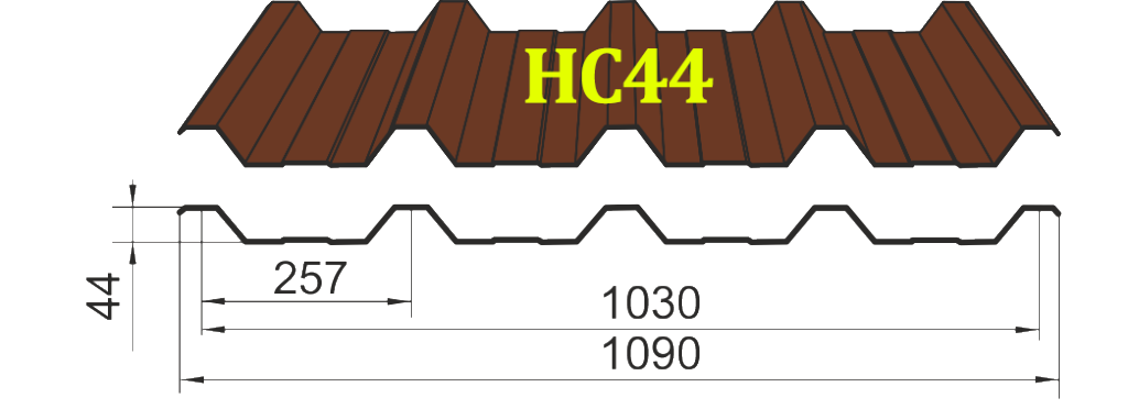 Профнастил Кровільний "Тектум-С" НС-44 RAL 5005 — (синій PE 0,45 мм) - Зображення 3