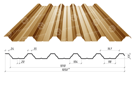 Профнактил НС-44 "Сталекс" RAL 8017 МАТ 0.5 мм (54 - Optima Steel) - Зображення 9