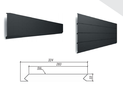 Фасадні панелі Ліберті безшовний 0,5 мм RAL 7024 матовий, Китай "ThermaSteel" - Зображення 2