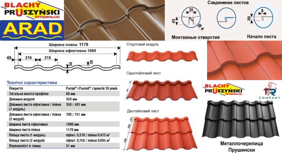 Arad модульна черепиця 0.5 мм RR 033 Purmat Pruszynski прихований монтаж - Зображення 8