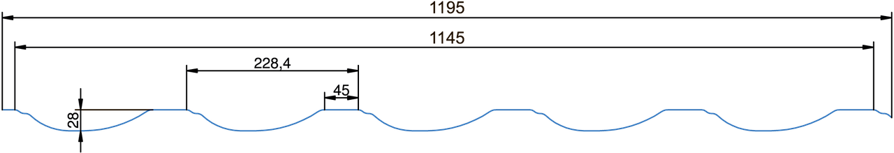 Металочерепиця Modern (Модерн) ArcelorMittal 0,5 Ral 6005 - Зображення 3