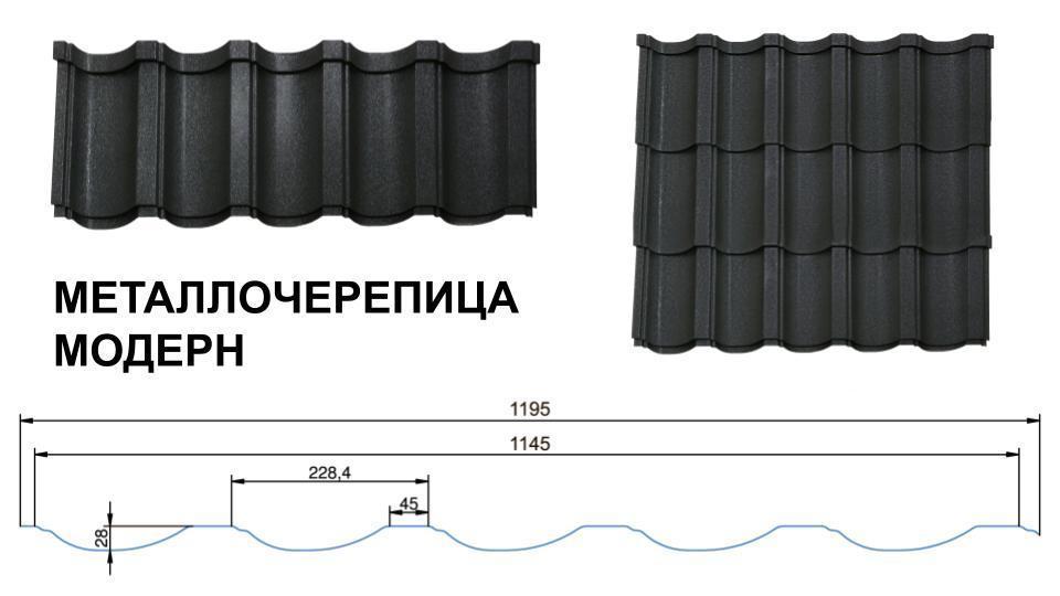 Металочерепиця Modern (Модерн) ArcelorMittal 0,5 Ral 6020 MAT - Зображення 3