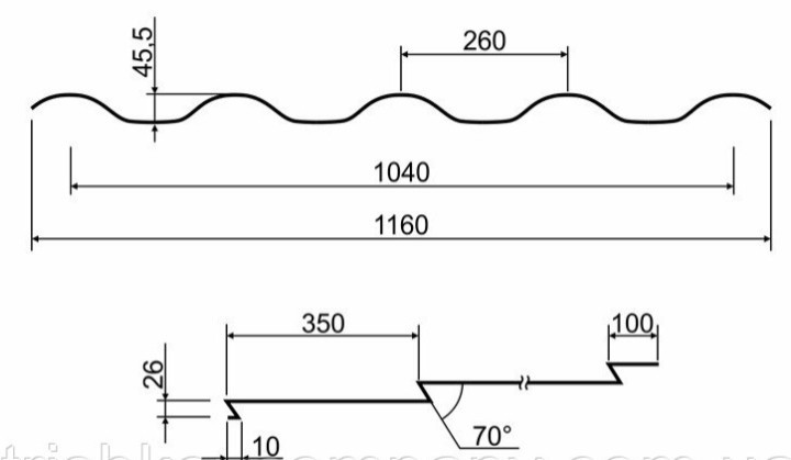 Металочерепиця Интегра 0,5 мм RAL 6005 MAT (Arcelor Mittal) - Зображення 3