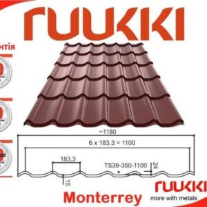 Металочерепиця 0,45 мм | Ruukki Монтеррей | RR 23 | Rough Polimatt