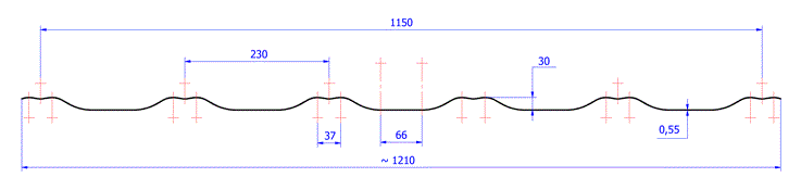 МЕТАЛОЧЕРЕПИЦЯ 0,45 мм-OMEGA НВН RAL 8017 - Зображення 4