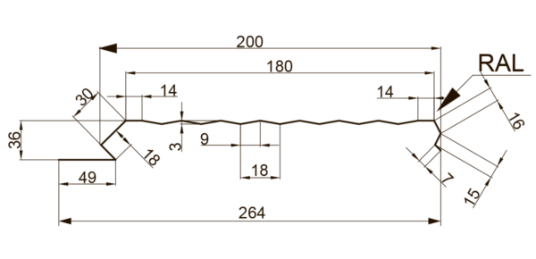 Фасадна Панель ЕвроФАСАД тип В 305 мм 0,5 мм RAL 7024 PEMA ( Польща) - Зображення 4