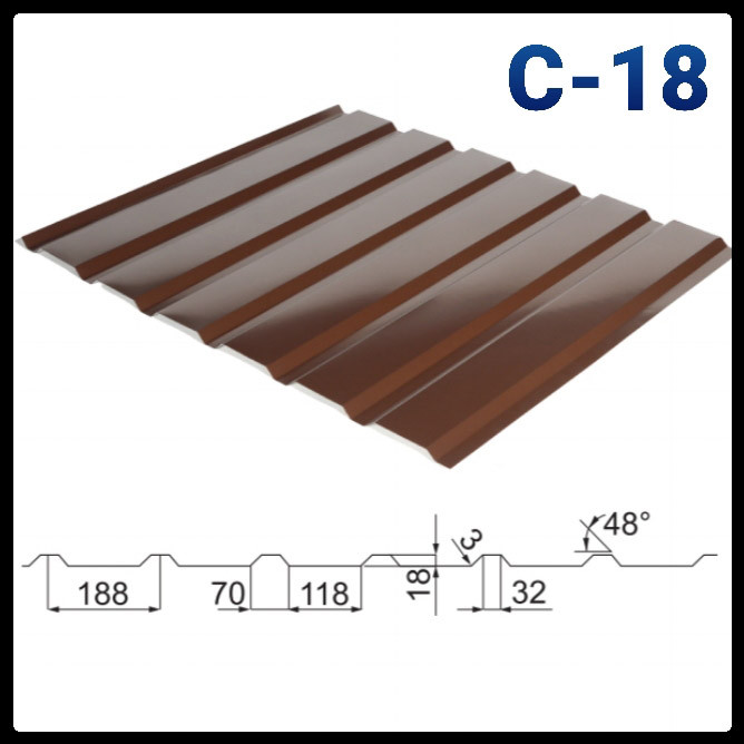 Профнактил Кровільний С-18 (колір 9003 — білий, глянець) метал Китай - Зображення 2