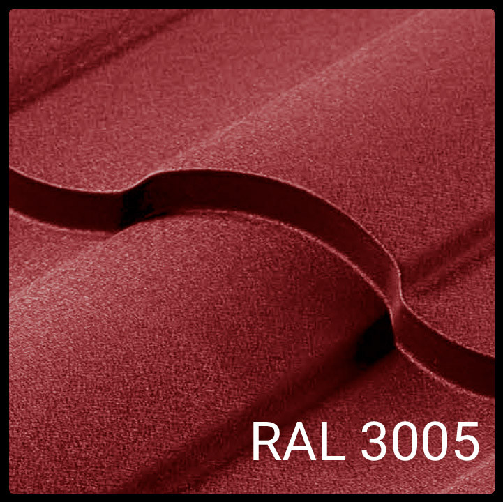 Металочерепиця VALENCIATM ⁇ 0,45 мм ⁇ PE ⁇ RAL 3005 ⁇ Optima Steel ⁇ - Зображення 2