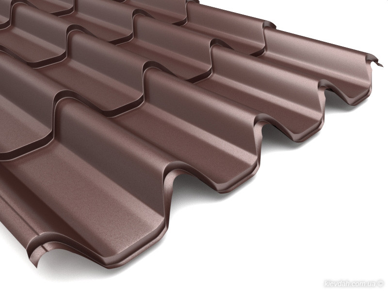 Металочерепиця Ruukki Armorium ⁇ RR 779 БАКЛАЖАН ⁇ Rough Polimatt ⁇ ( 1015 мм*1039 мм ) - Зображення 7