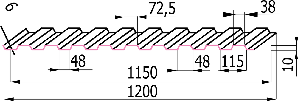 Профнастил С-10 ⁇ RAL 6005 глянець ⁇ Китай ⁇ 0,45 мм ⁇ Тектум-С ⁇ - Зображення 2