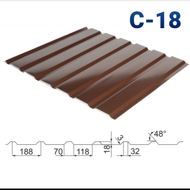Профнастил С-18 0,43 (RAL 1015 — бежевий) Китай - Зображення 2