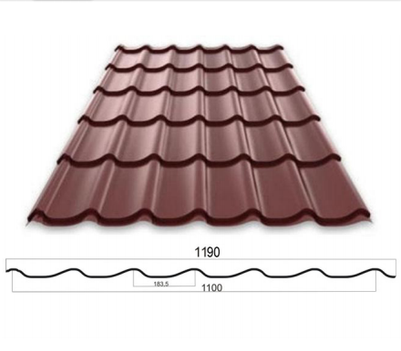 Металочерепиця Містазія 0,45 мм RAL 8019 МАТ - Зображення 3
