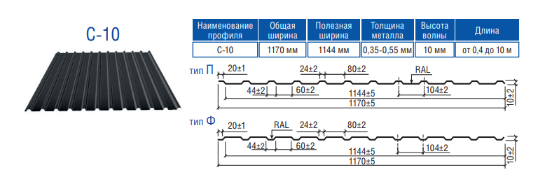 Профнастил С - 10 ZN Модуль Україна 0.5 мм - Зображення 9