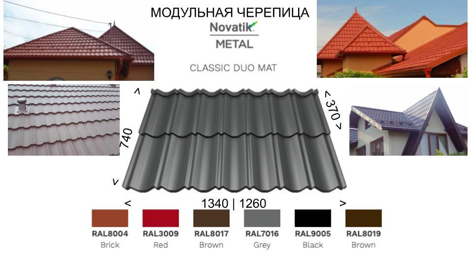 Модульна черепиця Novatik Metal Classic Duo МАТ (2-модульний) ArcelorMittal, 0,5 мм - Зображення 8