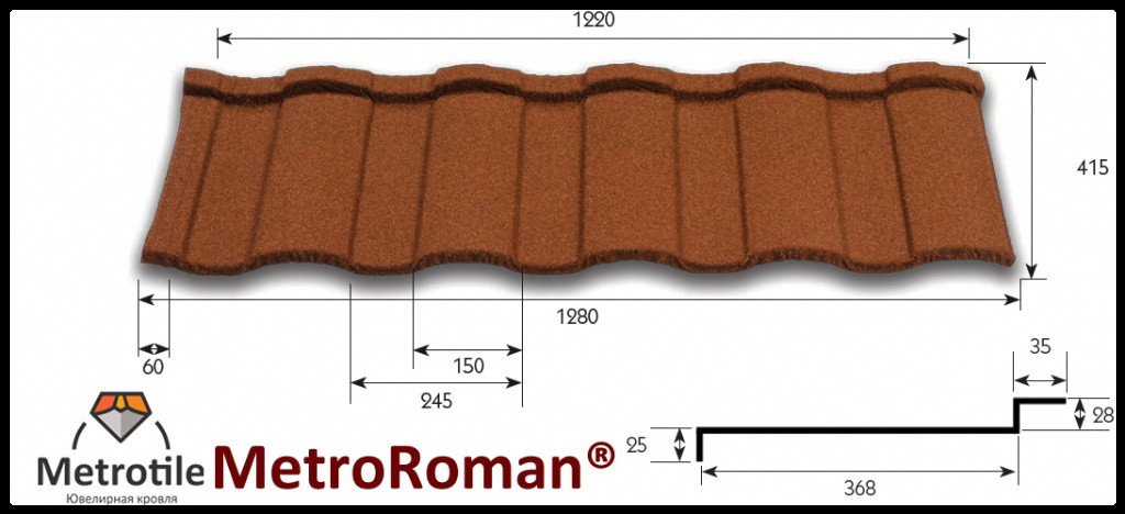 Композитна черепиця Metrotile Roman (Роман) Terra-cotta - Зображення 7