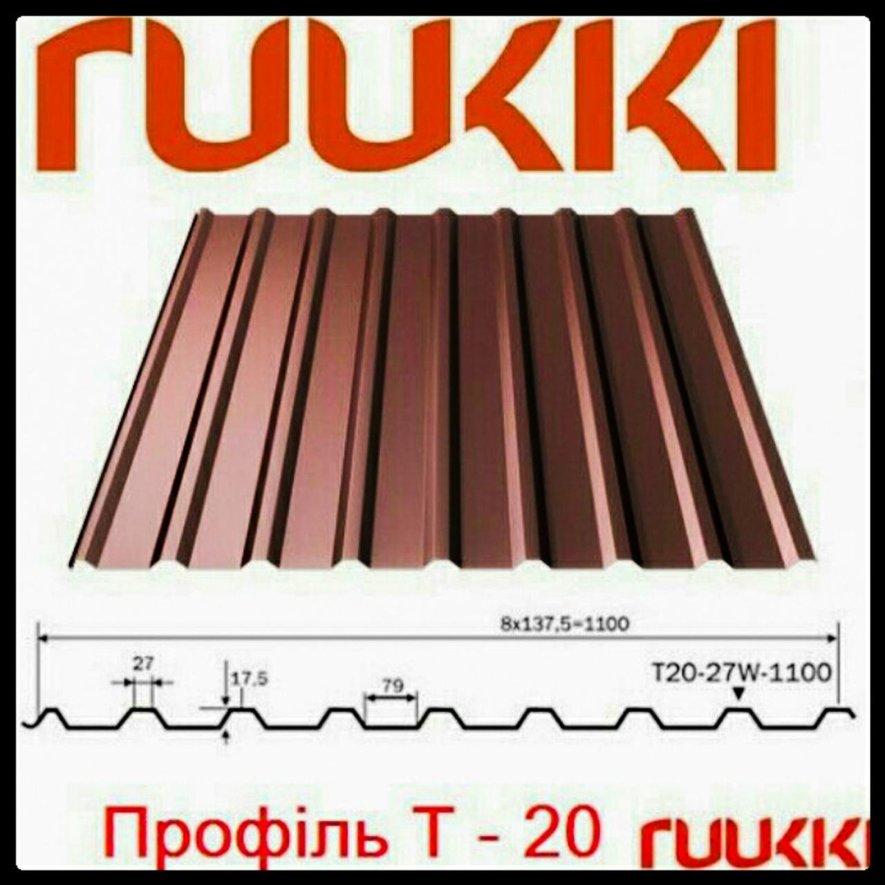 Профнастил Т 20 | Ruukki | 0,45 мм | Polyester | - Зображення 3