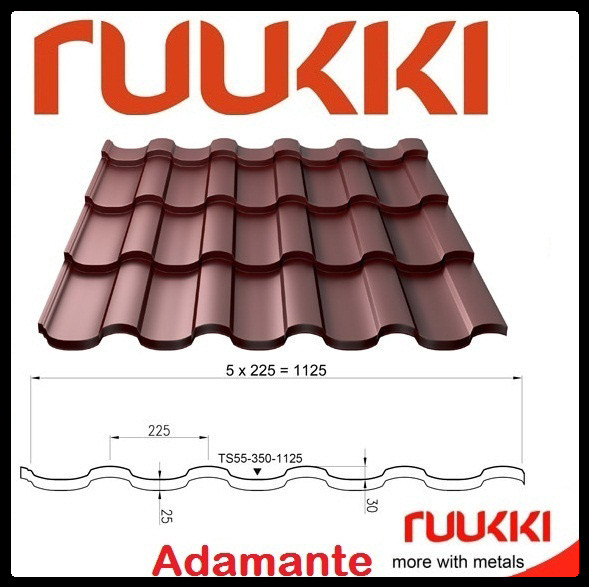 Металочерепиця - Adamante "Ruukki" Pural matt BT 0,5 мм RR - Зображення 2