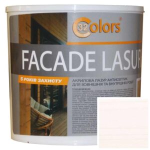 Фарба-лазур для дерева фасадна побутова 32 COLOR 0,8 л Білий
