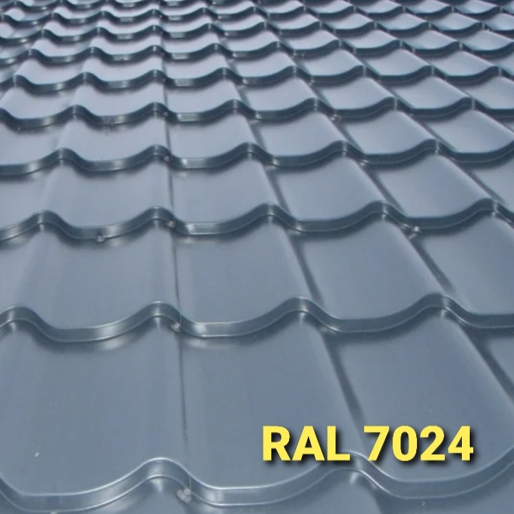 Металочерепиця Rauni 0.45 мм RAL 7024 (темно-сіра) MAT 0,45 Premium - Зображення 5