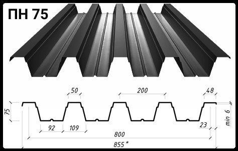 Профнастил Несучий Оцинкований Н - 75 0,8 мм (802/750) - Зображення 4