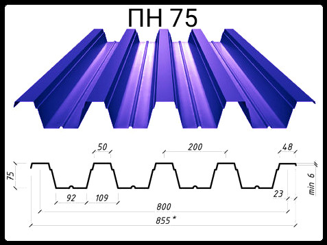 Профнастил Несучий Оцинкований Н - 75 0,8 мм (802/750) - Зображення 5