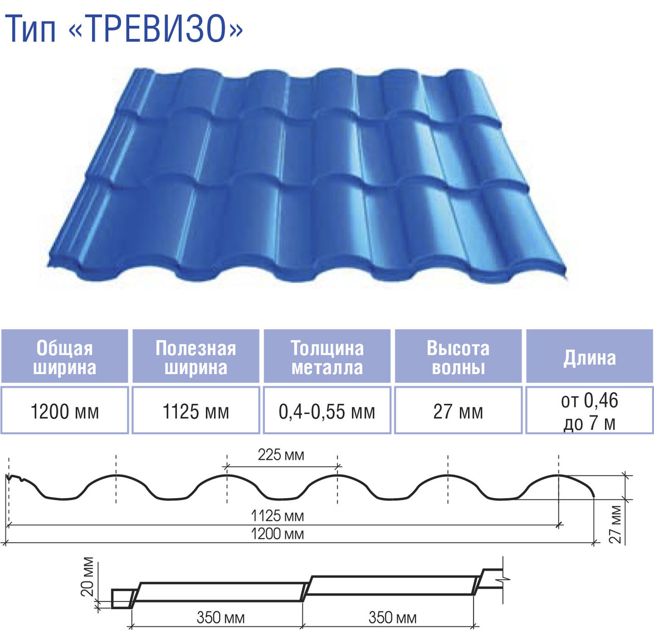 Металочерепиця Термасіл Тревізо 0,45 мм глянець RAL 7024 Італія - Зображення 3