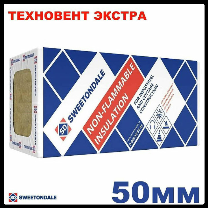 Базальтовий утеплювач Техновент Екстра 1200х600х50 мм 4,32 м2/упк