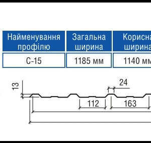 Профнастил С-15 з мікрорибером 0.4 мм RAL 9006 Rogo Китай