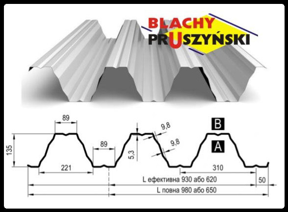 Профнастил Т-135 •несучий• PE 1,5 мм • RAL 9010 (білий) • Прушинськи — Pruszynski • - Зображення 2