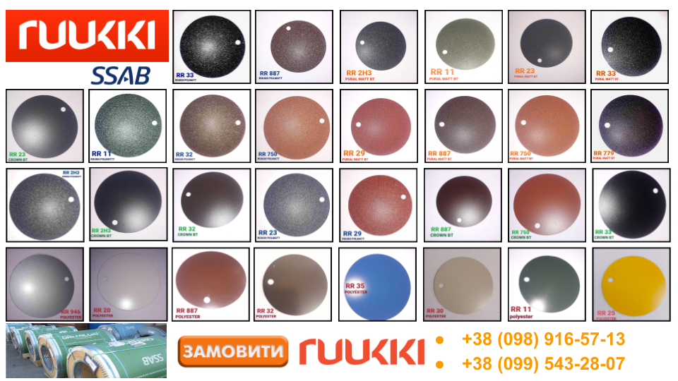 Гладкий аркуш із полімерним покриттям Руккі SSAB matt 30 RR 33 - Зображення 6