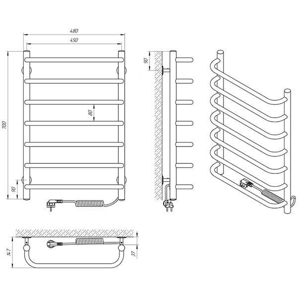 Рушникосушка нержавіюча ERAFLYME EF Standart 7 R (450х750) - Зображення 3
