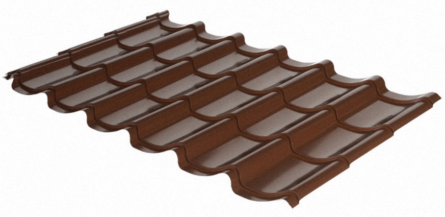 Металочерепиця RAL 8017 (коричнева) Корея MAT 0,45 мм, Рауні Mini, Мегасіті